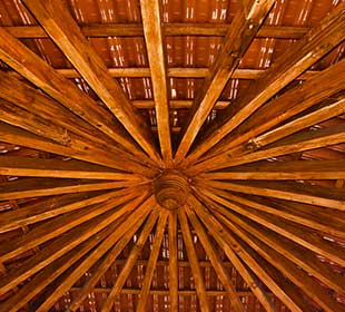 Building with teak roof